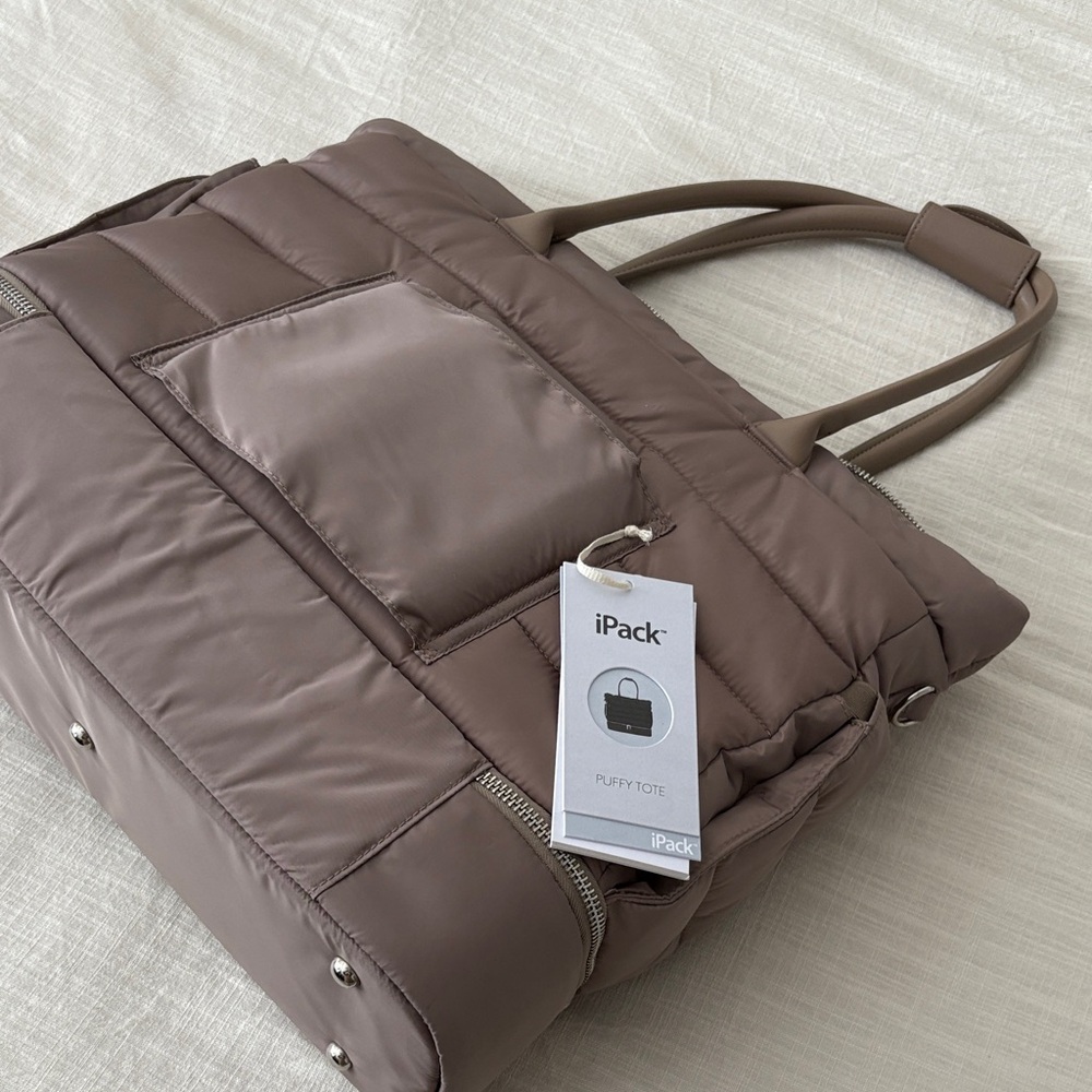 Desert Taupe Puffy Tote Bag